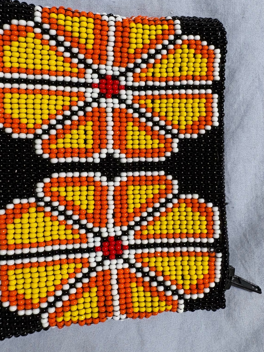 Beaded Floral Wristlet Pouch - Yellow & Orange